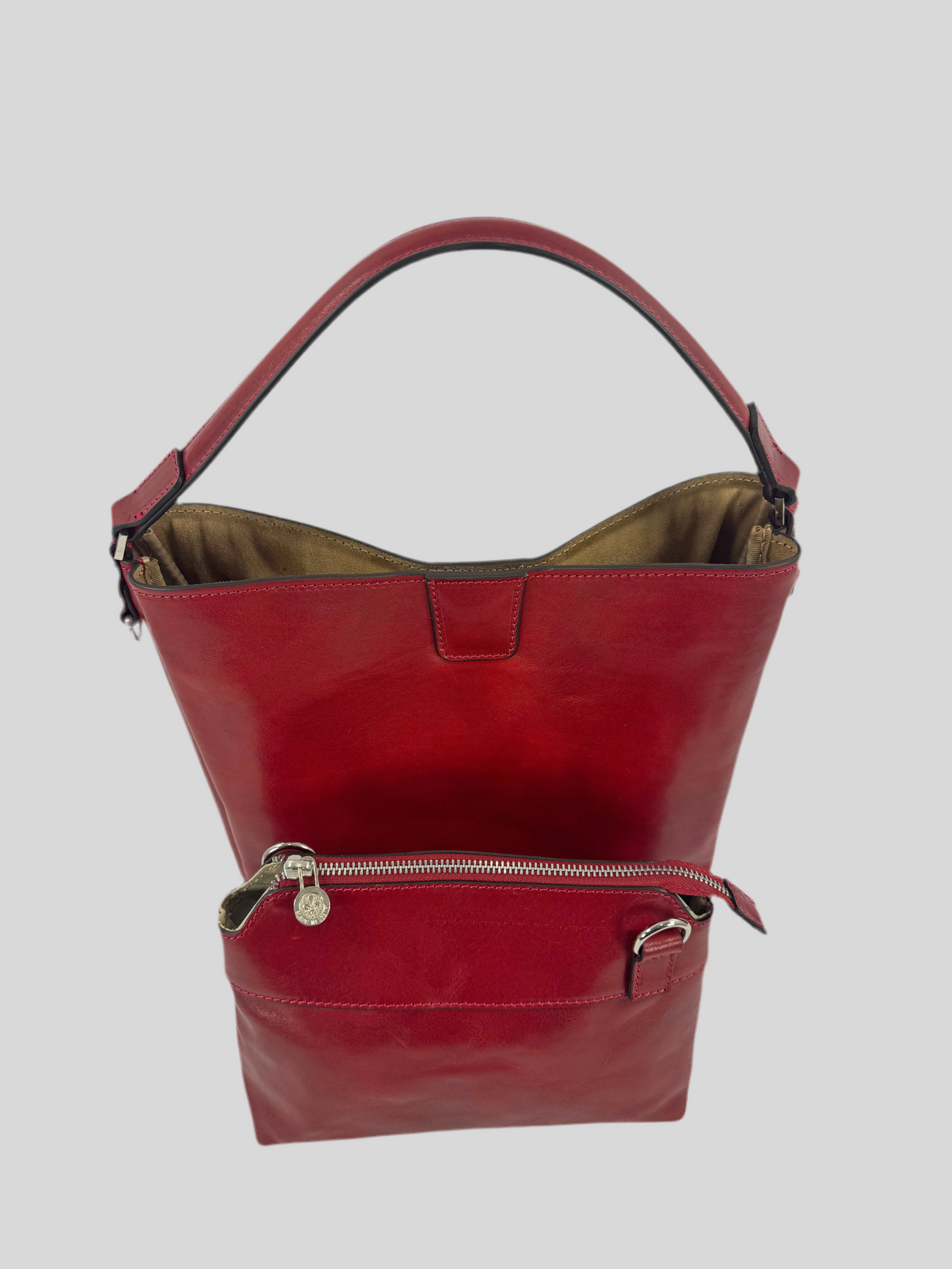 Borsa in cuoio con pochette