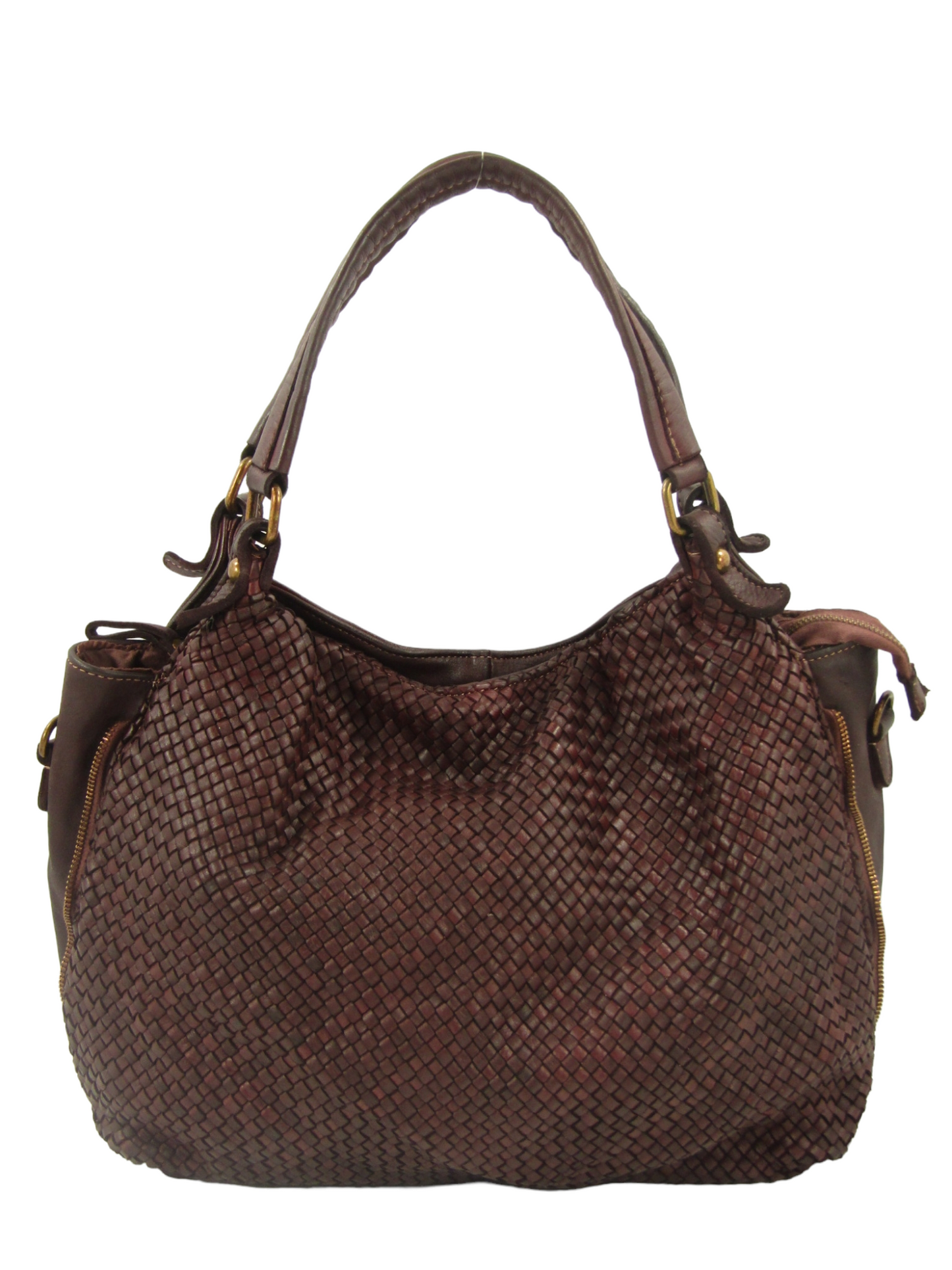 Borsa MH in pelle morbida con frontale intrecciato- Mahzel