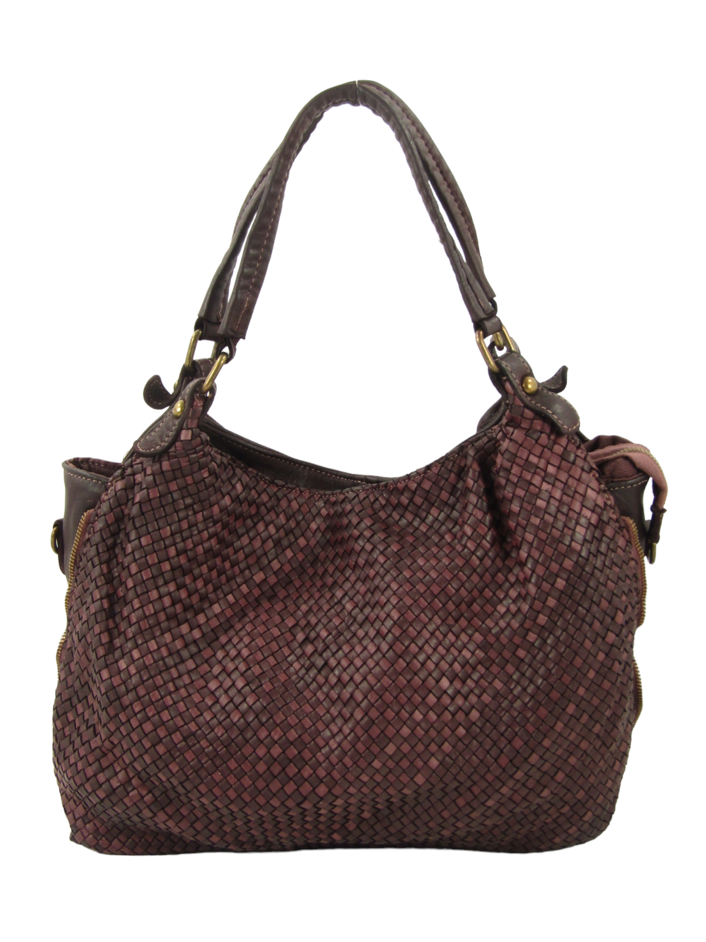 Borsa MH in pelle morbida con frontale intrecciato- Mahzel