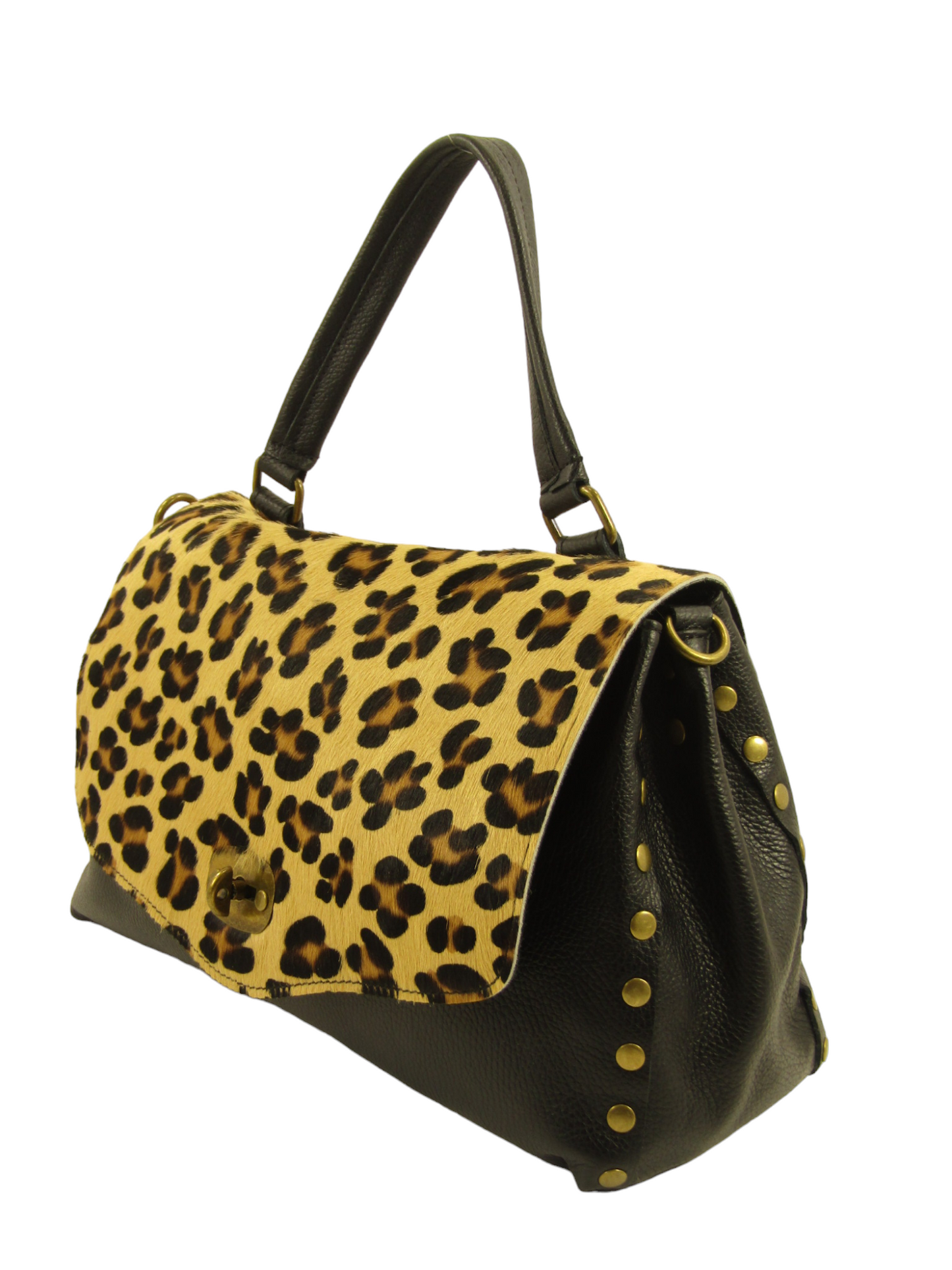 Borsa tipo postina con pattina in cavallino maculato Mahzel