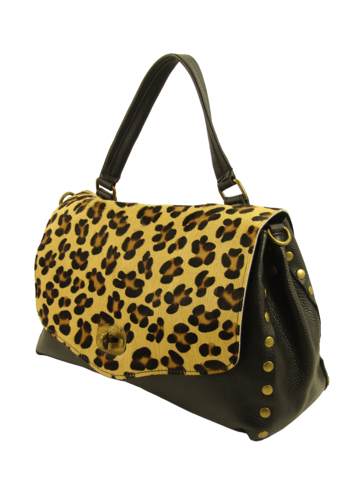 Borsa tipo postina con pattina in cavallino maculato Mahzel