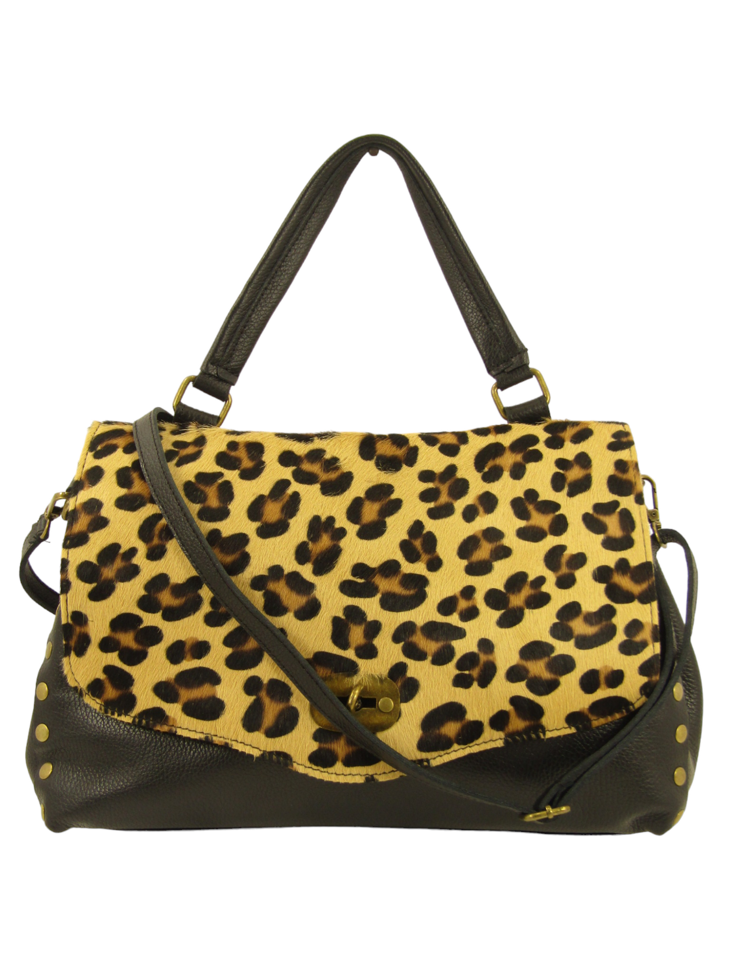Borsa tipo postina con pattina in cavallino maculato Mahzel