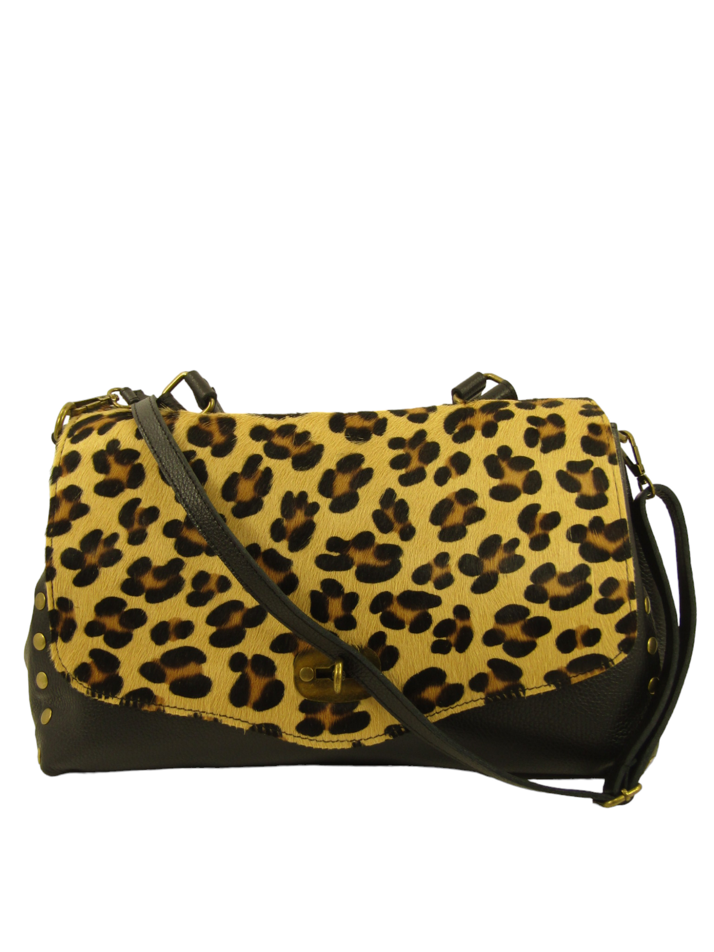 Borsa tipo postina con pattina in cavallino maculato Mahzel