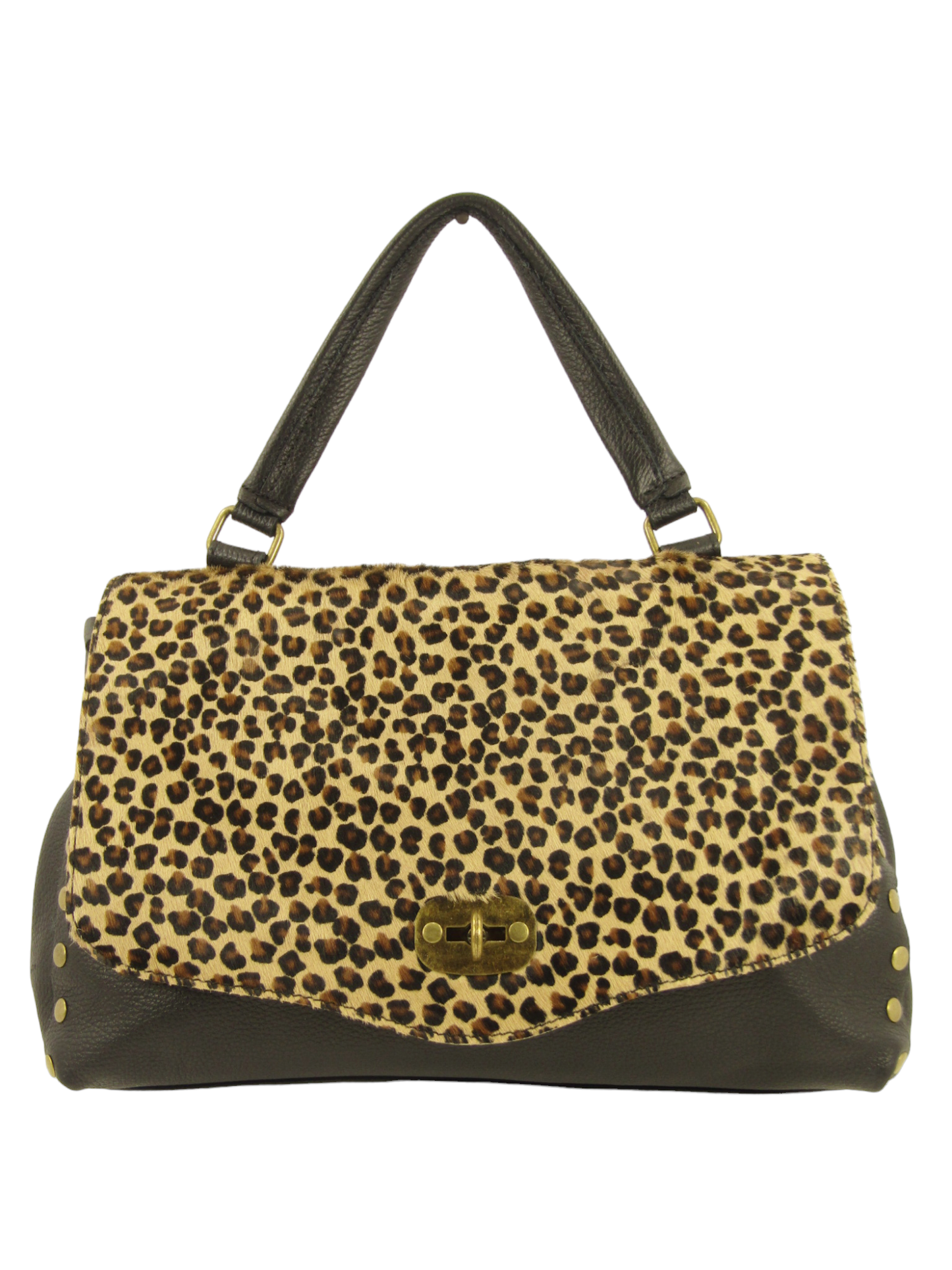Borsa tipo postina con pattina in cavallino maculato Mahzel