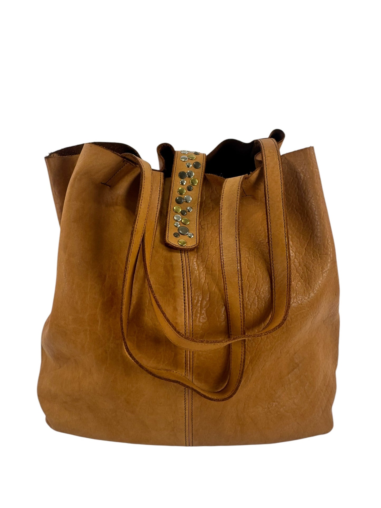 Borsa shopper in pelle morbida tinta in capo effetto vintage - Mahzel
