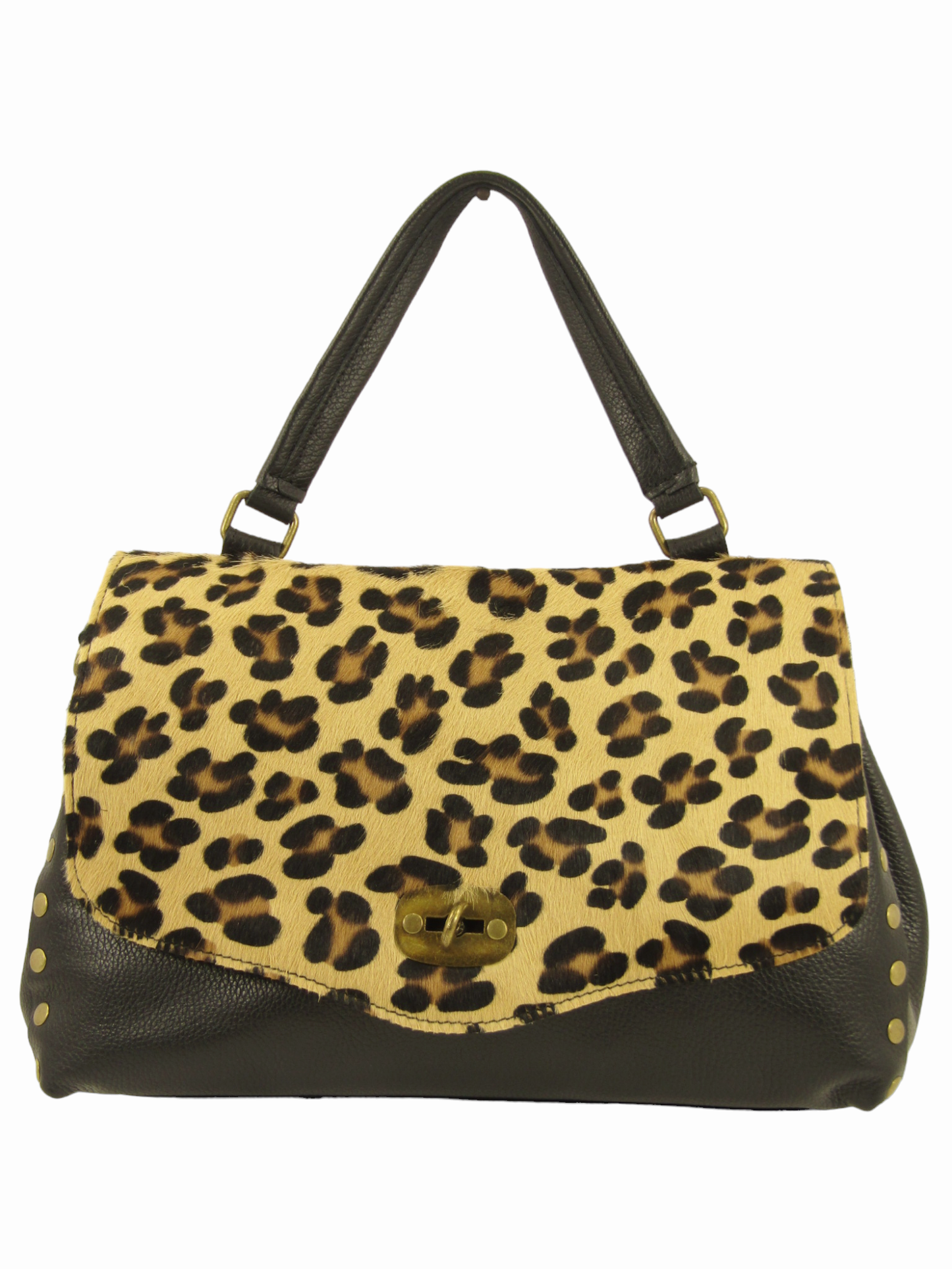 Borsa tipo postina con pattina in cavallino maculato Mahzel