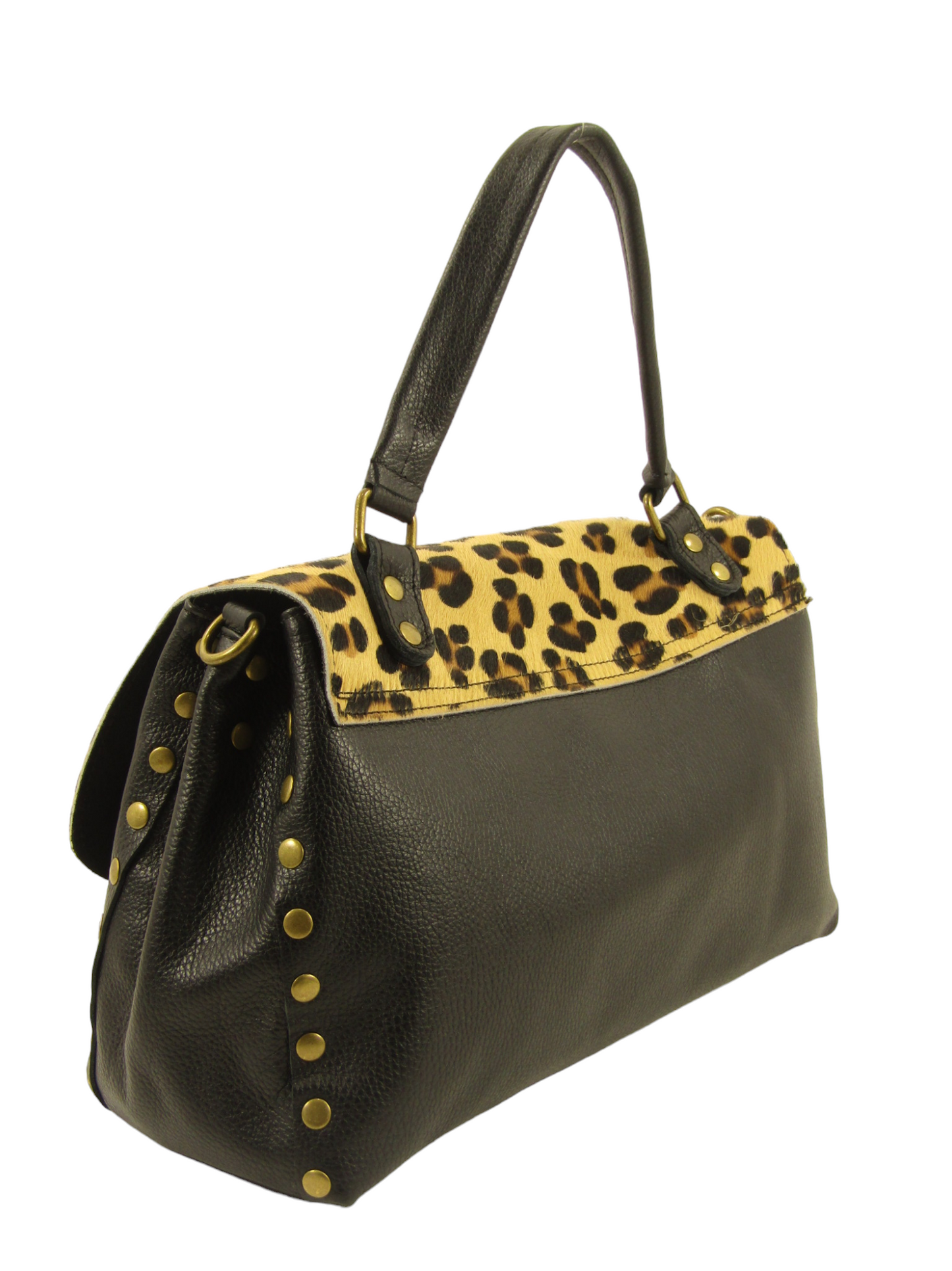 Borsa tipo postina con pattina in cavallino maculato Mahzel