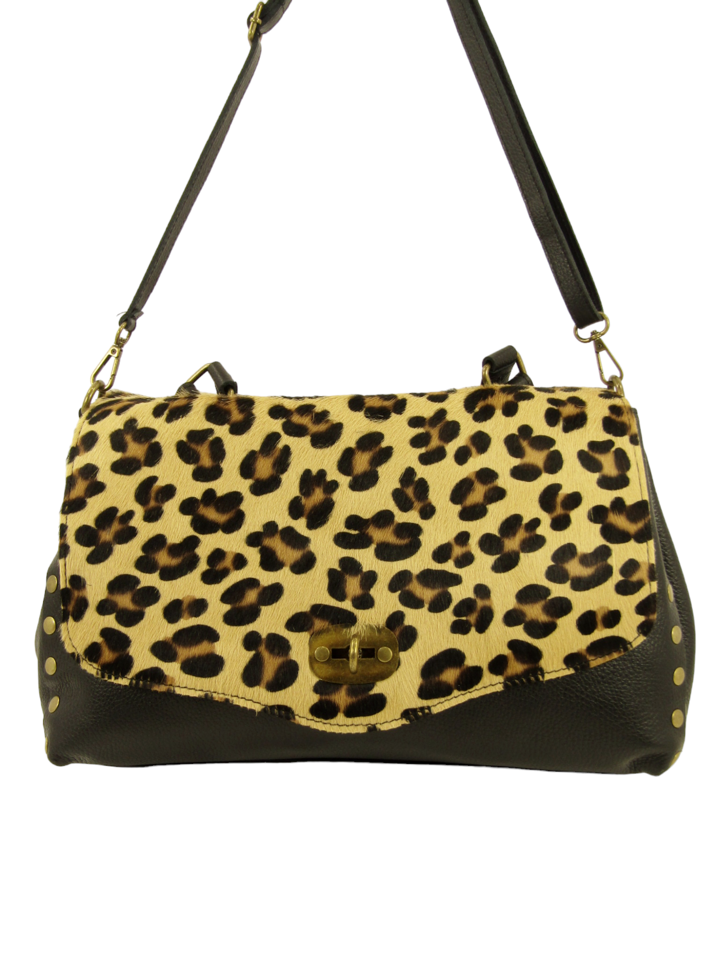 Borsa tipo postina con pattina in cavallino maculato Mahzel