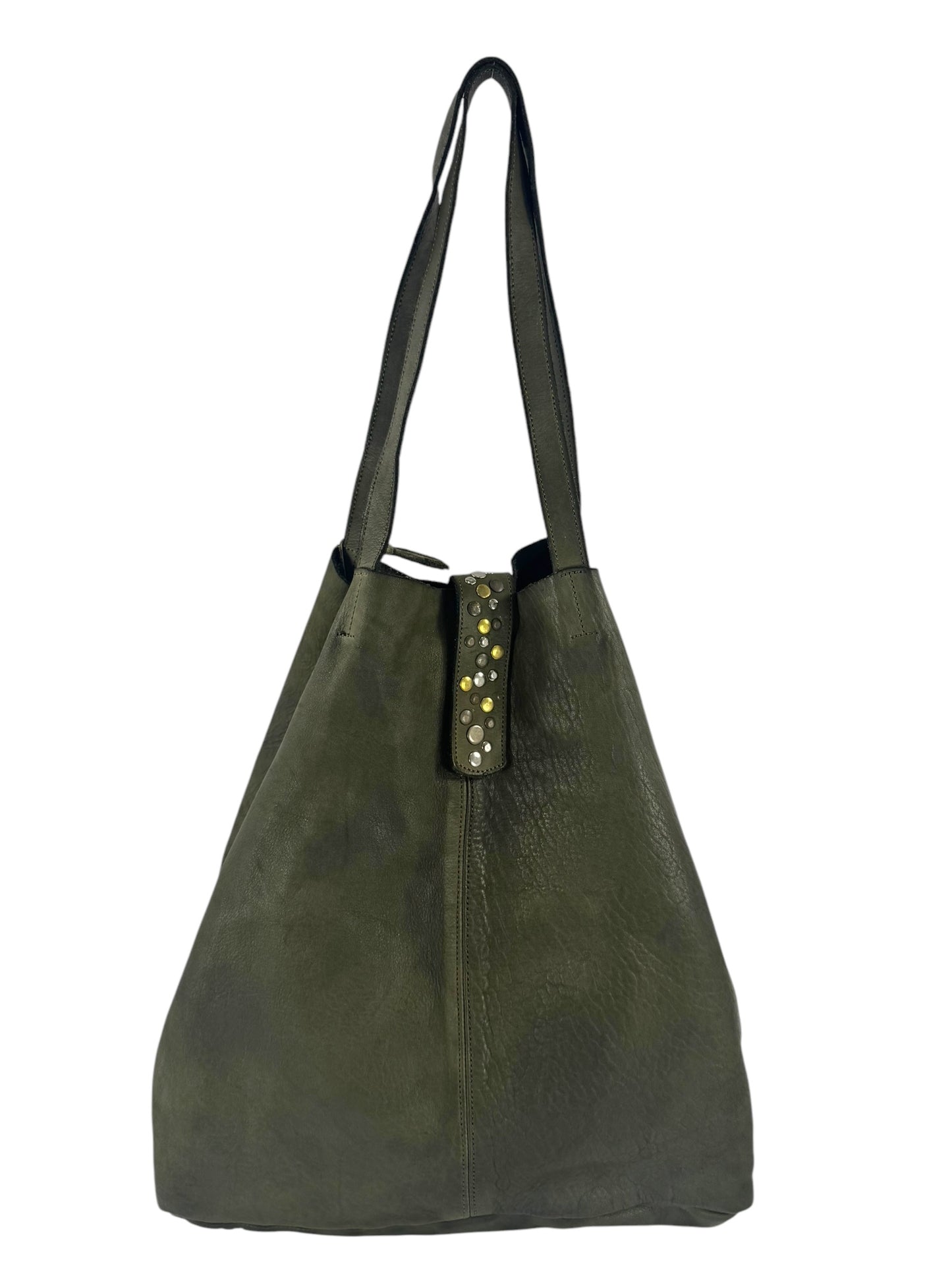 Borsa shopper in pelle morbida tinta in capo effetto vintage - Mahzel