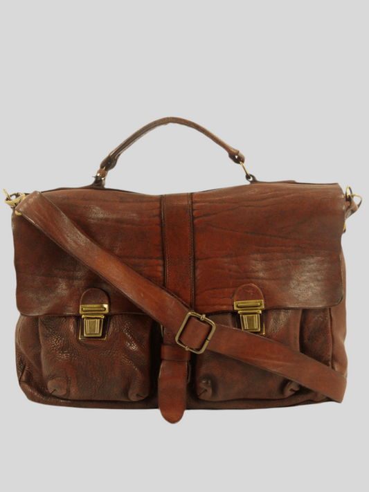 Cartella in Cuoio tinto in capo con tasche esterne officine Origi - Mahzel