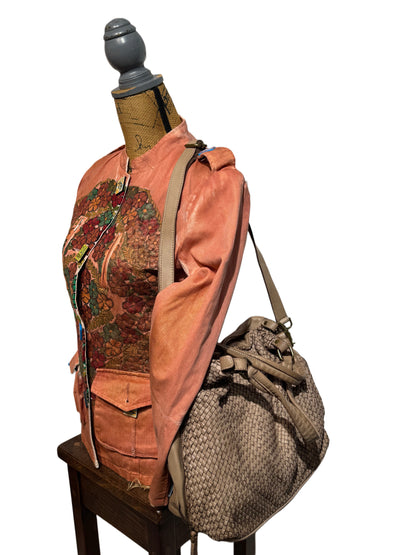 Borsa MH in pelle morbida con frontale intrecciato- Mahzel