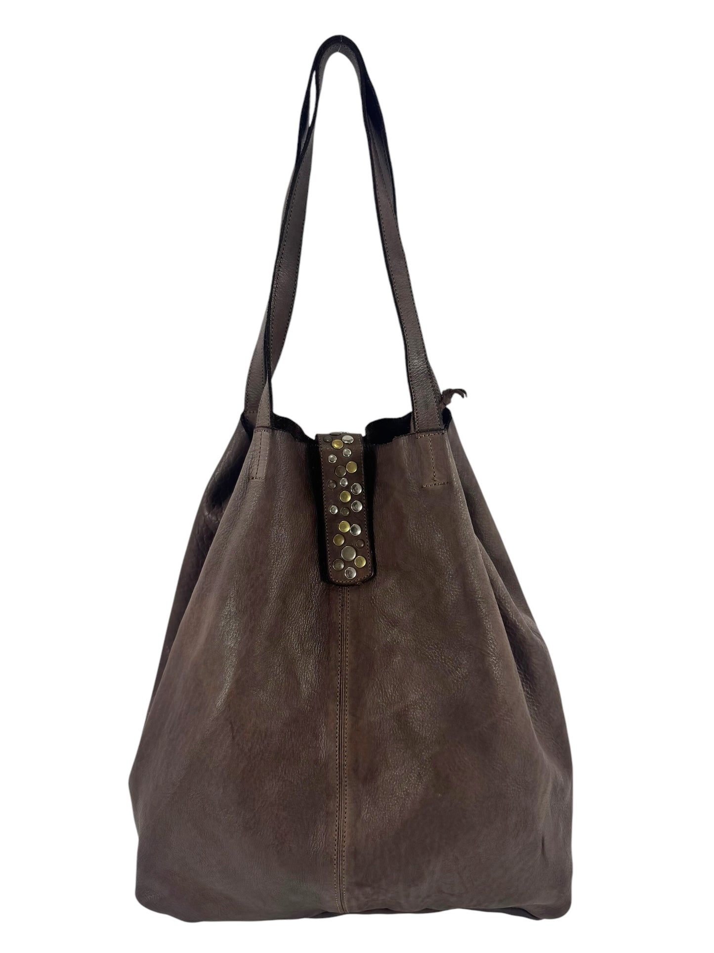 Borsa shopper in pelle morbida tinta in capo effetto vintage - Mahzel