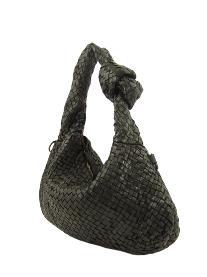 Borsa hobo tutta intrecciata in pelle morbida