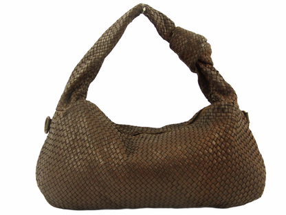 Borsa hobo tutta intrecciata in pelle morbida