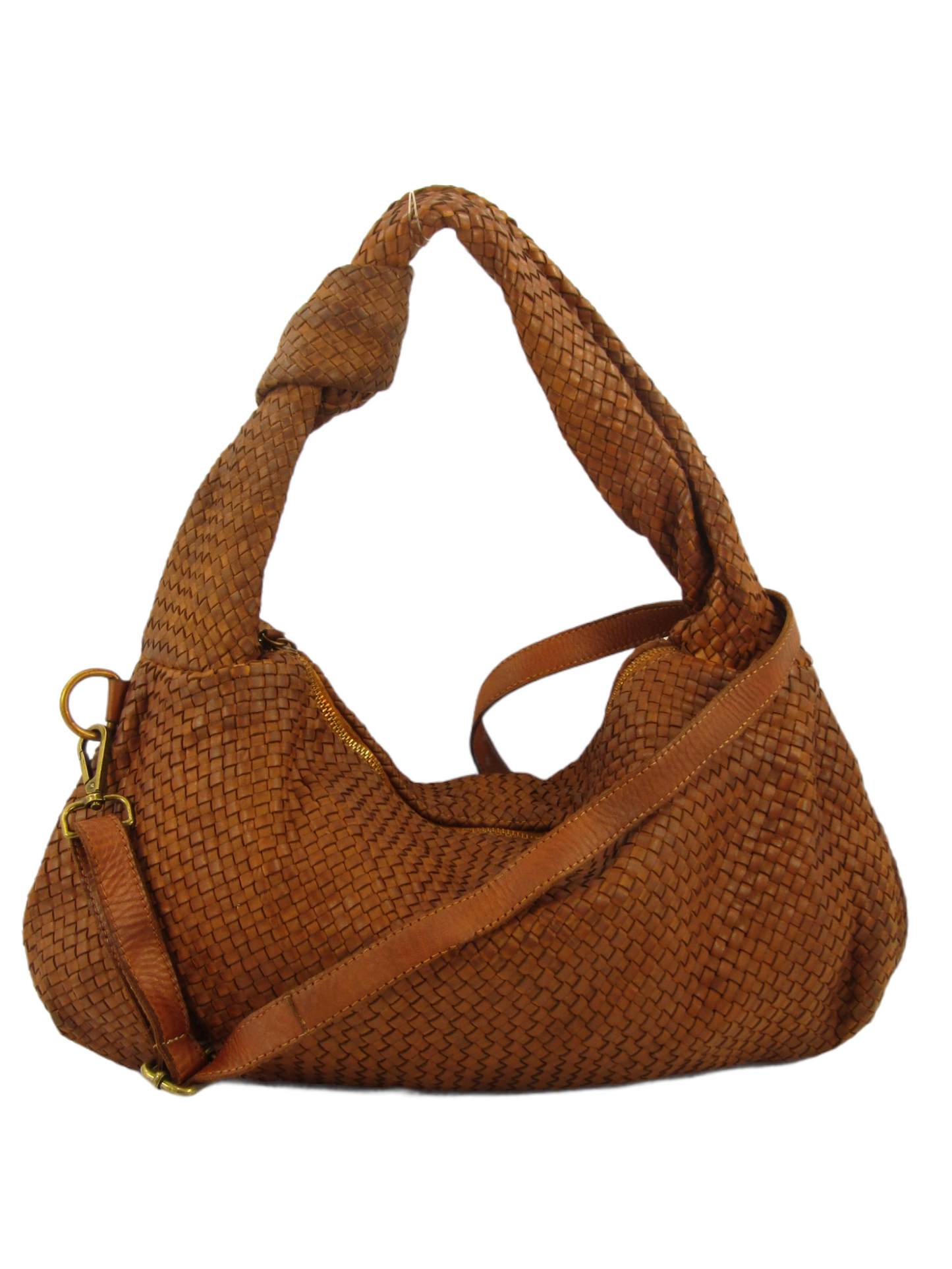 Borsa hobo tutta intrecciata in pelle morbida