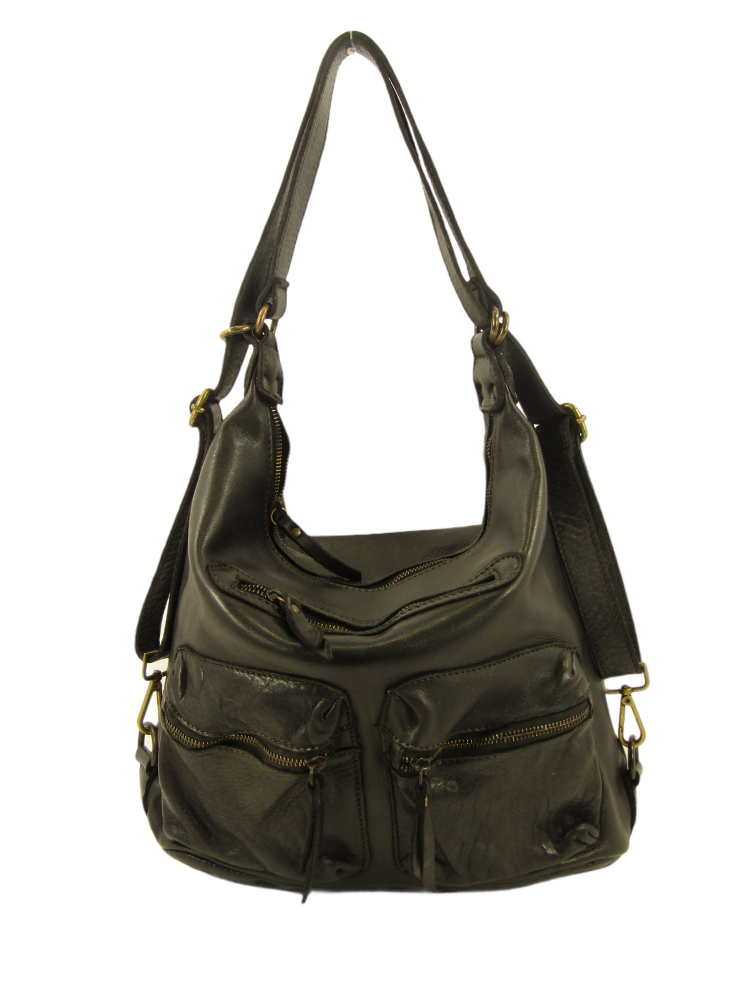 Borsa a spalla e zaino con tasche esterne in pelle morbida - Mahzel